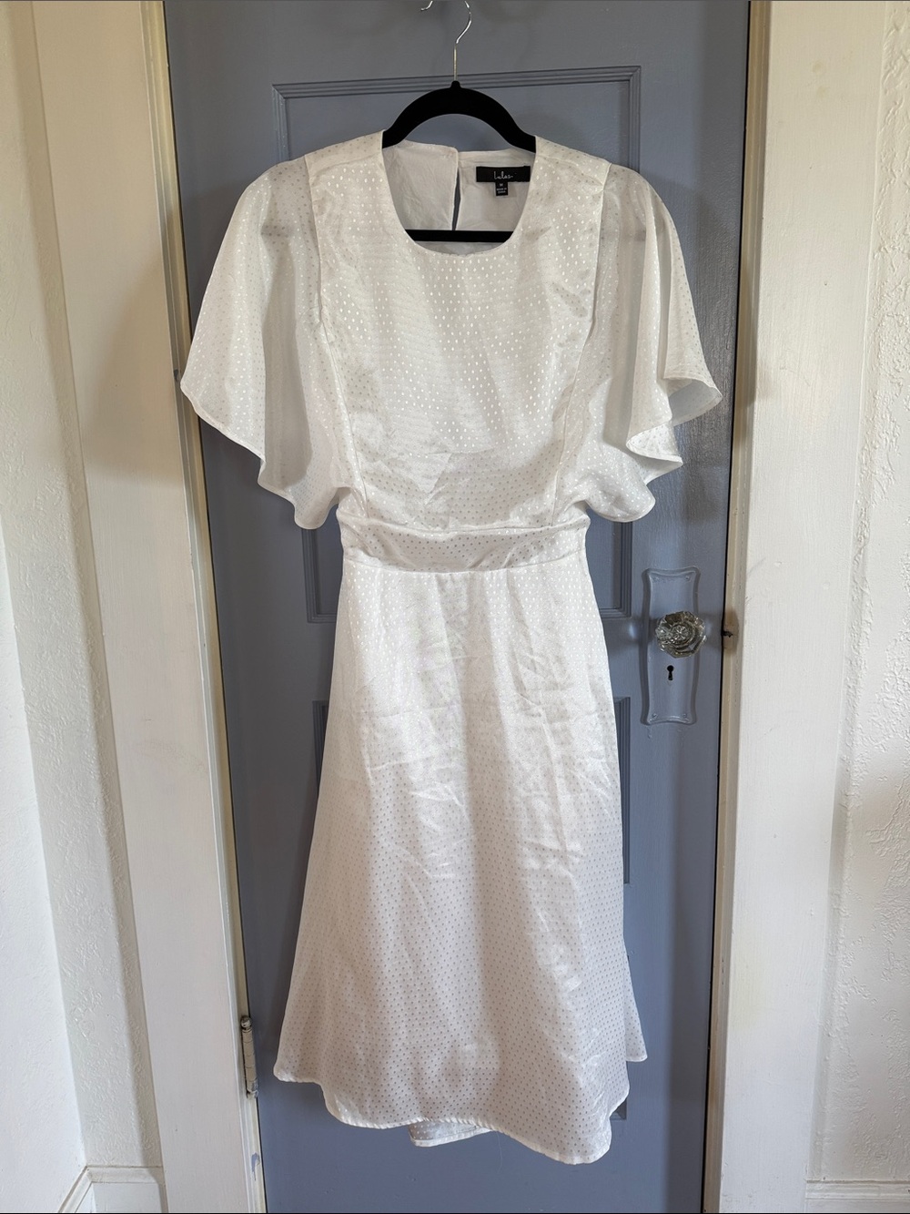 lululemon athletica White Eyelet Flutter-Sleeve Midi Dress